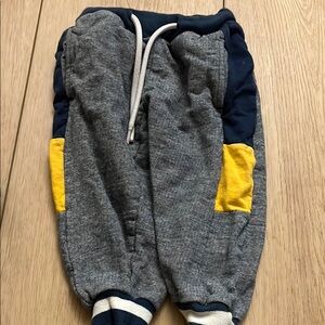 Gray and Yellow Sporty Joggers with Elastic Waist